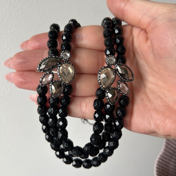 Black Beaded Statement Necklace - Picture 1 of 2